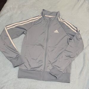 Adidas Light Blue Track Jacket with White Stripes